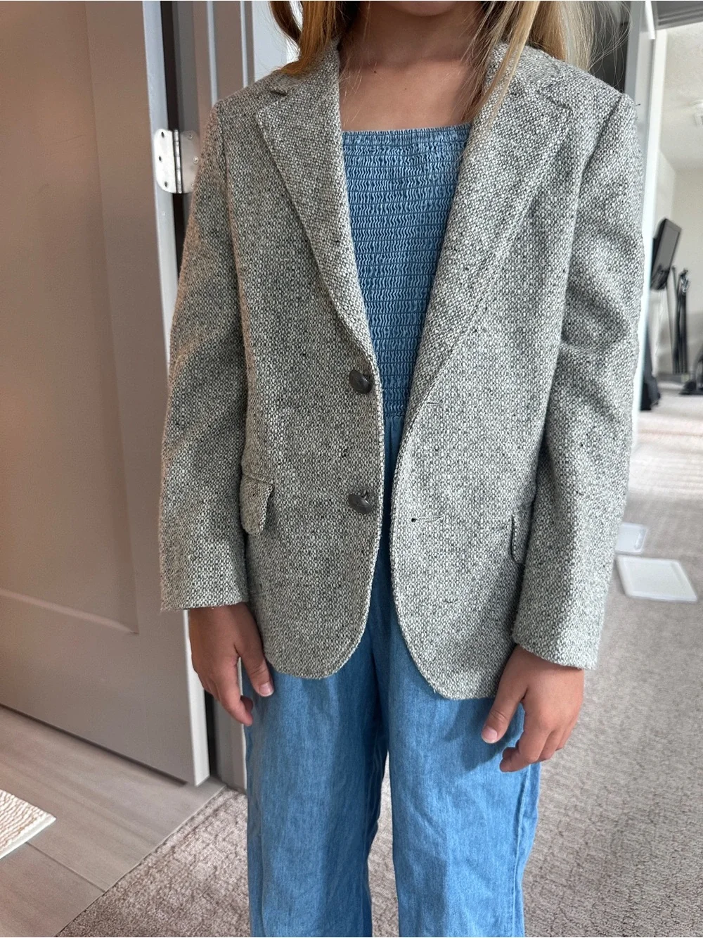 Boys Grey Tweed Blazer - Casual & Tailored size 7/8